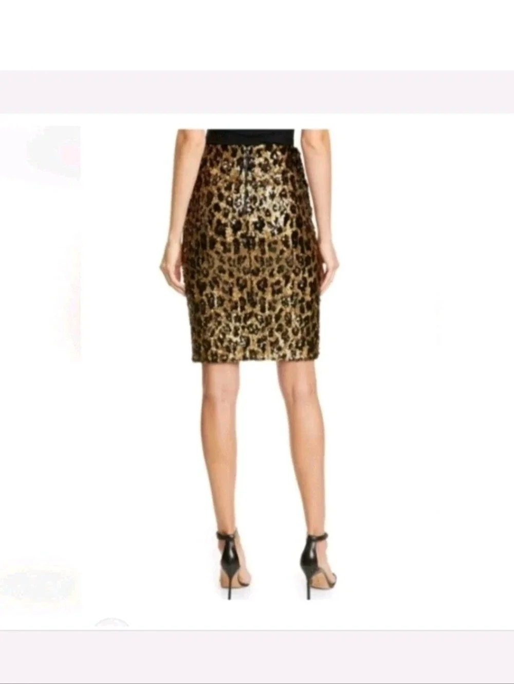 Alice + Olivia Ramos Leopard Print Sequin Pencil Skirt Size 0